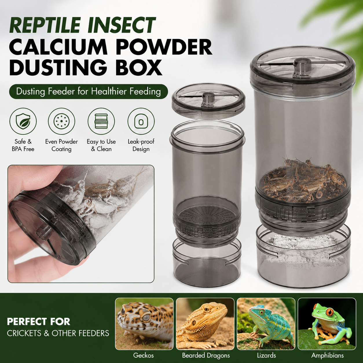 Calcium Powder Reptile - Zestaw do podawania pokarmu dla gadów