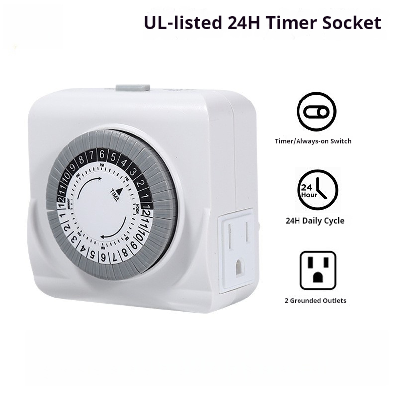 Timer Dual Outlet - Certyfikacja standardu US SPEC/PLUG, dwupinowe mechaniczne