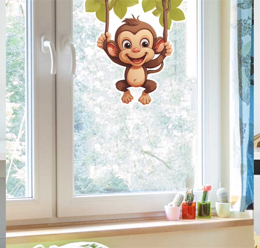 Pvc Panel Background - Urocze małe małpki, naklejki ścienne do