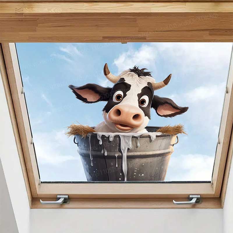 Pvc Panel Background - Urocze naklejki ścienne z krowami, samoprzylepna