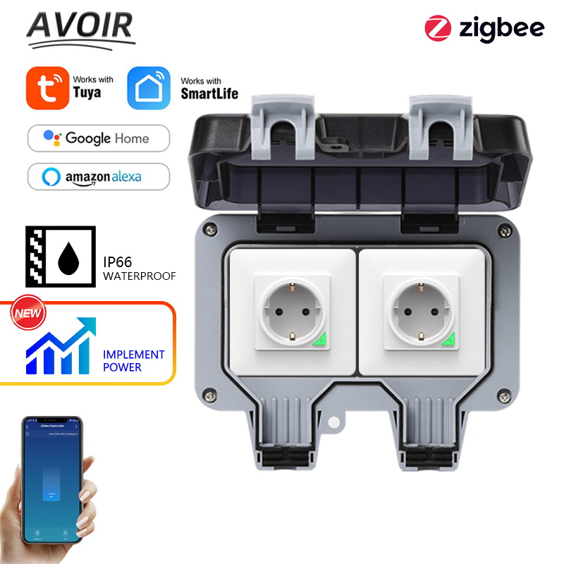 Timer Dual Outlet - Avoir Tuya Zigbee gniazdka elektryczne IP66