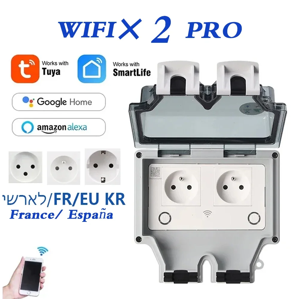 Timer Dual Outlet - Wodoodporne gniazdko elektryczne Tuya EU FR