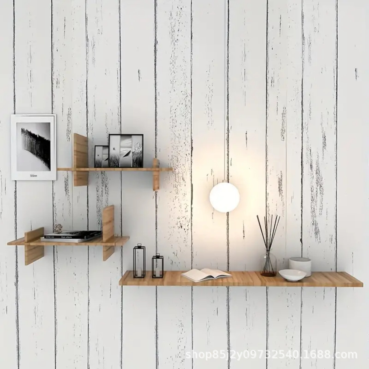 Retro Biała Tapeta Wzór Drewna – Pvc Panel Background recenzja i cena