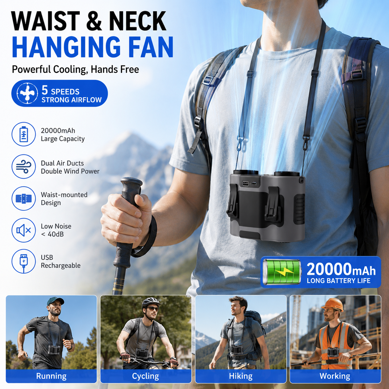 Przenośny wentylator do klipsu – Timer Dual Outlet recenzja i cena